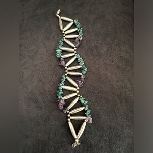 Southwest inspired, turquoise, and silver bracelet